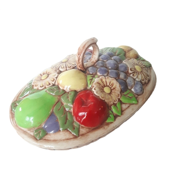 Vintage 80's Handmade Retro Pottery Lid Dish - Picture 8 of 9